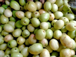 Thai fresh jujubes at the supermarket.