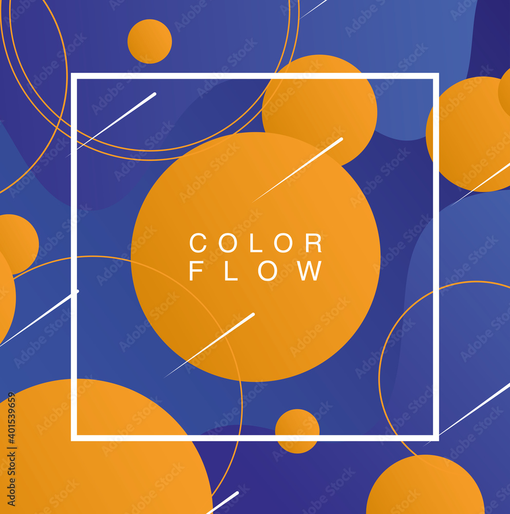 Poster vivid color flow with square frame background poster template