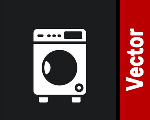 White Washer icon isolated on black background. Washing machine icon. Clothes washer - laundry machine. Home appliance symbol. Vector.