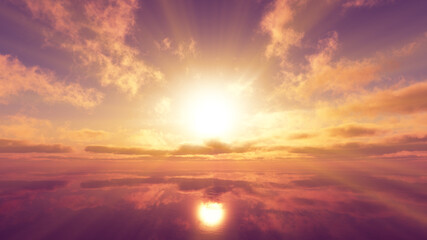 Obraz premium sunset calmly sea sun ray 3d render