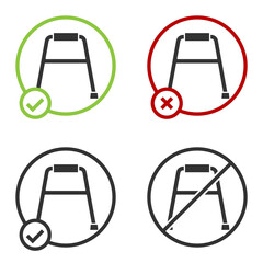 Black Walker for disabled person icon isolated on white background. Circle button. Vector.