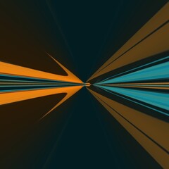 abstract background with lines creative high speed motion effect in vivid orange and blue colours on jet black background