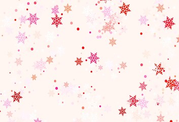 Light Pink, Red vector template with ice snowflakes.