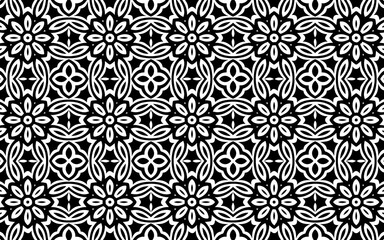 Ethnic black white texture in doodling style. Geometric floral background from Indian oriental pattern for wallpaper, coloring book, textile.