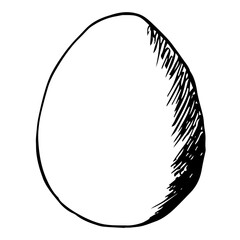 Blanc Easter egg vector black and white line art with shadow. Catolic Easter symbol. For invitention, postcard, coloring book.