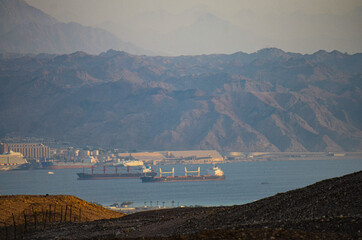 ships in port red sea Jordan Aqaba Israel Eilat