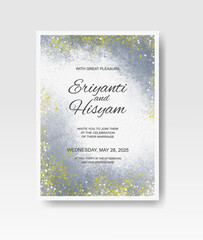 Wedding invitation with abstract splash watercolor