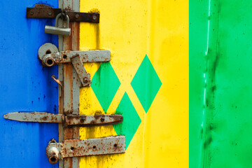 Flag of Saint Vincent and the Grenadines is on texture. Template. Coronavirus pandemic. Countries...