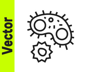 Black line Virus icon isolated on white background. Corona virus 2019-nCoV. Bacteria and germs, cell cancer, microbe, fungi. Vector.