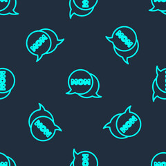 Green line Speech bubble mom icon isolated seamless pattern on blue background. Happy mothers day. Vector.