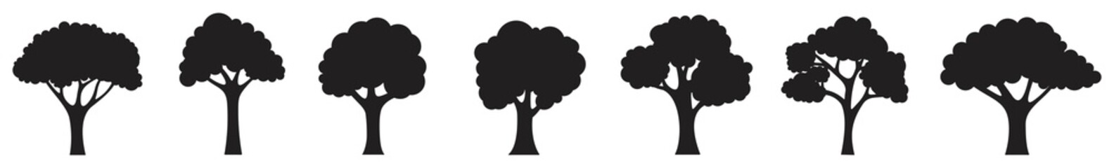 tree icon set. Tree silhouettes. isolated on white background, vector illustration
