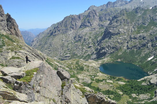 View over the Restonica Valley and the Lac de Capitello, Corsica, France