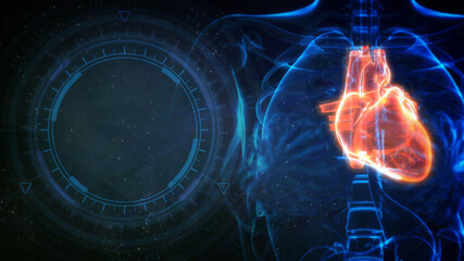 cg medicine 3d illustration, human heart stricken by tablet