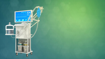 ICU covid ventilator 3d renders, medicine 3d illustration
