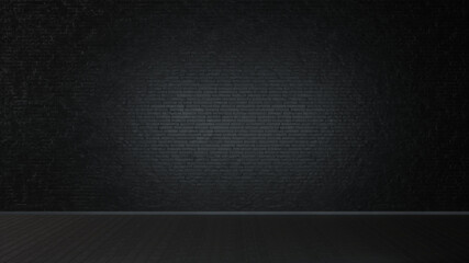 Black brick wall backgrounds, brick room, interior texture, wall background. 3D illustration