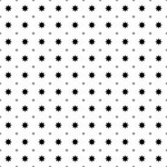 Square seamless background pattern from geometric shapes are different sizes and opacity. The pattern is evenly filled with black coronavirus symbols. Vector illustration on white background