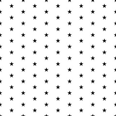 Square seamless background pattern from geometric shapes. The pattern is evenly filled with black star symbols. Vector illustration on white background