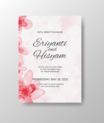 Wedding invitation with abstract splash watercolor