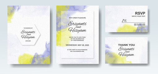 Wedding invitation with abstract splash watercolor