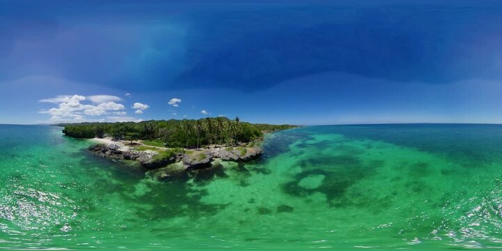Beautiful tropical island with sand beach. Bohol, Anda, Philippines. 360 panorama VR.