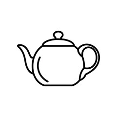 teapot tea time kitchen utensils line icon