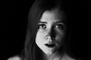 portrait of a young woman with blonde hair. Nature face