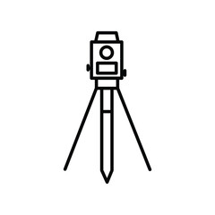 Construction camera on the tripod line icon