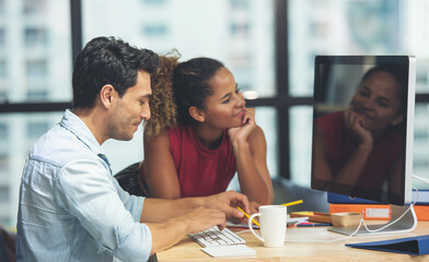 Business project team working together at meeting room at office. Man and woman working together in office.