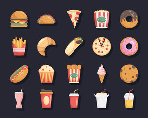 bundle of twenty fast food set icons