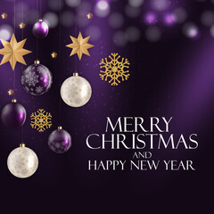 Holiday New Year and Merry Christmas Background. Vector Illustration