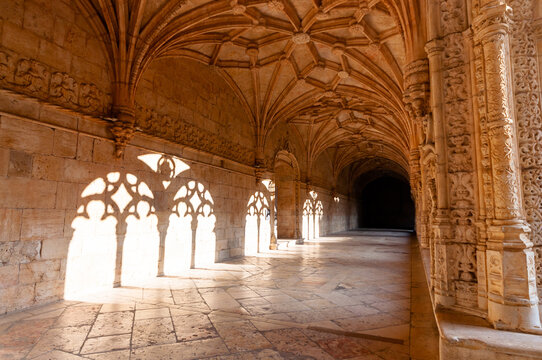 Monastero dos Jerónimos and its cloister and gothic style carvings, Lisbon - Portugal