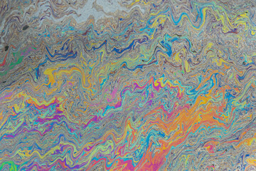 Oil floating on canal surface 0432