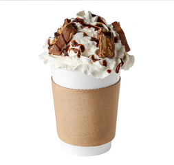 Coffee drink covered with whipped cream isolated