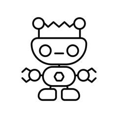 Cute little robot line icon