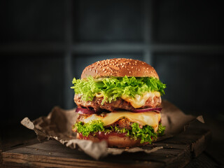 Big burger on the table
