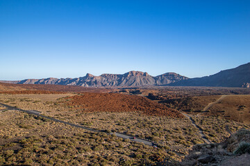 Naklejka premium View of Teide National Park at sunset from volcano Pico de Teide, Tenerife, Canary Islands, Spain
