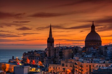 Fototapeta na wymiar Carmelite church Our Lady of Mount Carmel in Valletta, Malta.