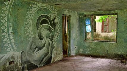 murales nell'ashram dei beatles - obrazy, fototapety, plakaty