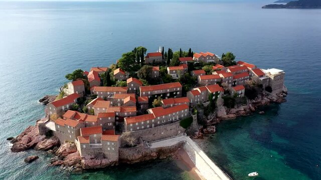 Panorama of Sveti Stefan island, Montenegro