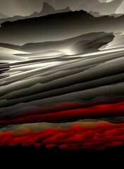 dramatic artic black and red colored sky and clouds transformed into unique  shapes patterns and designs
