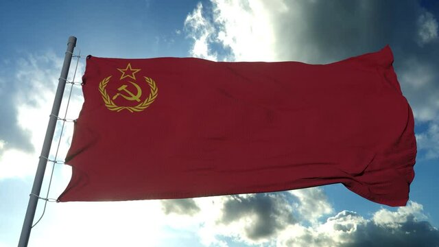 Flag Of The USSR. Soviet Socialist Indestructible Union of Free Republics. Main Symbol Of Communism
