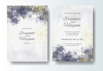 Wedding invitation with abstract splash watercolor