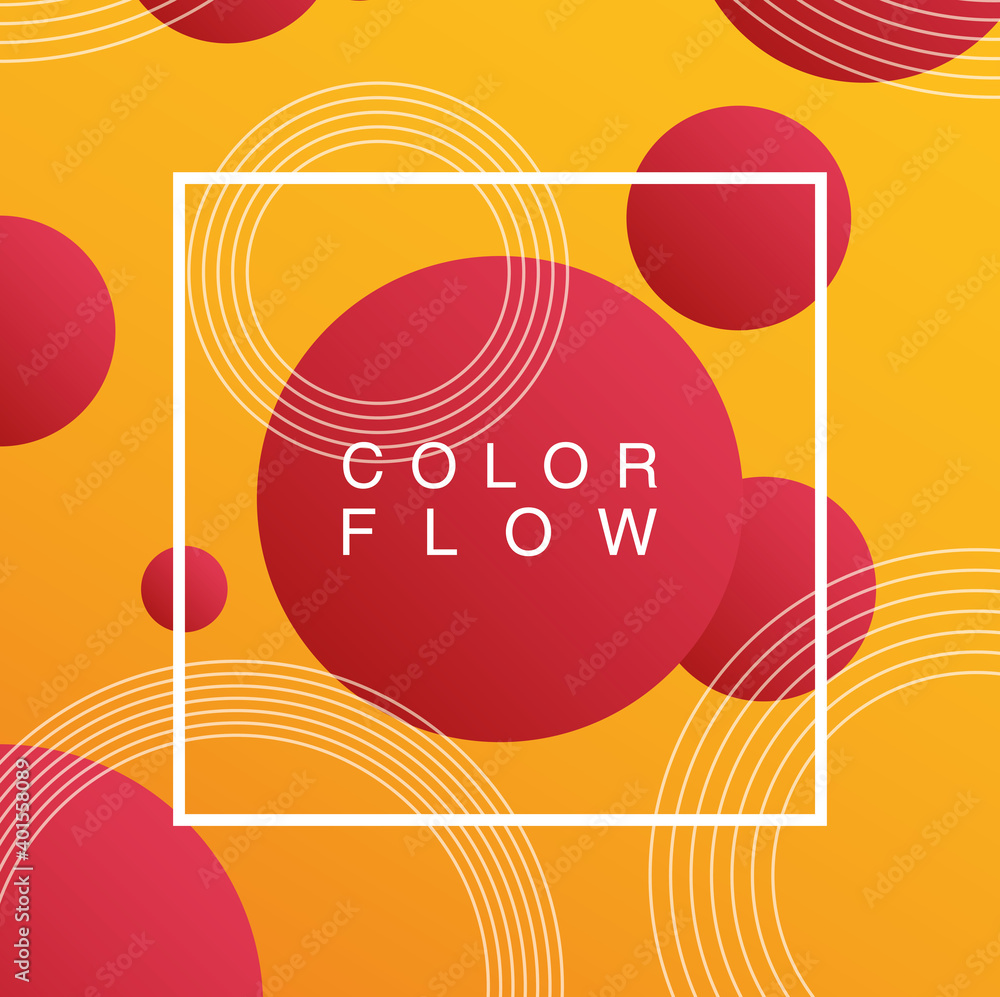 Poster vivid color flow with square frame background template