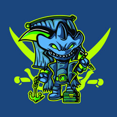 Tshirt design  shark vector illustration for print