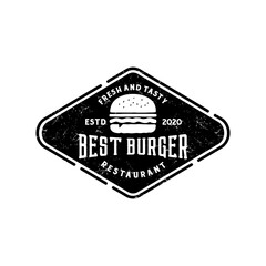 Obraz premium Burger food logo restaurant sign design template inspiration