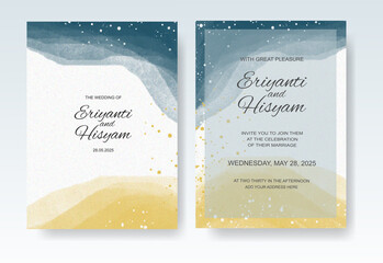 Wedding invitation with abstract splash watercolor