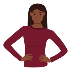 Beautiful dark skinned girl on white background, vector illustration