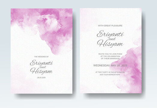 Wedding invitation with abstract splash watercolor © REZI