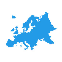 Fototapeta na wymiar Europe pixel vector map. Square dot pixel Europe map background