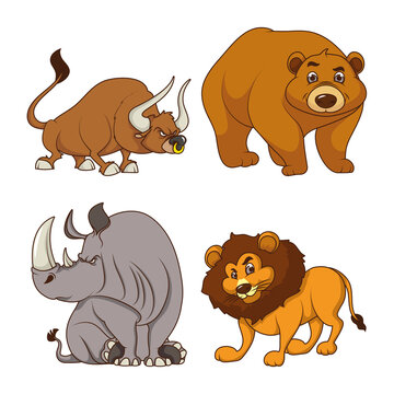 group of four animals comic cartoon characters